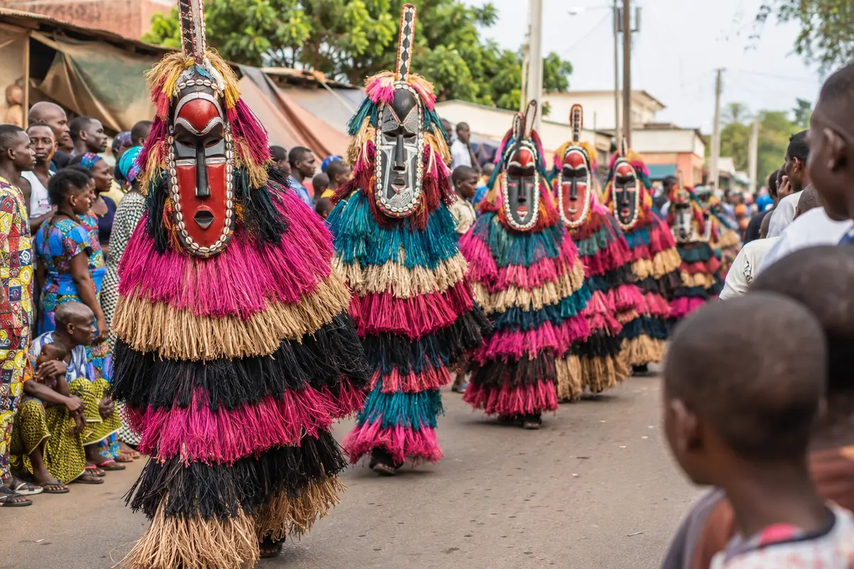 Procession de masques traditionnels