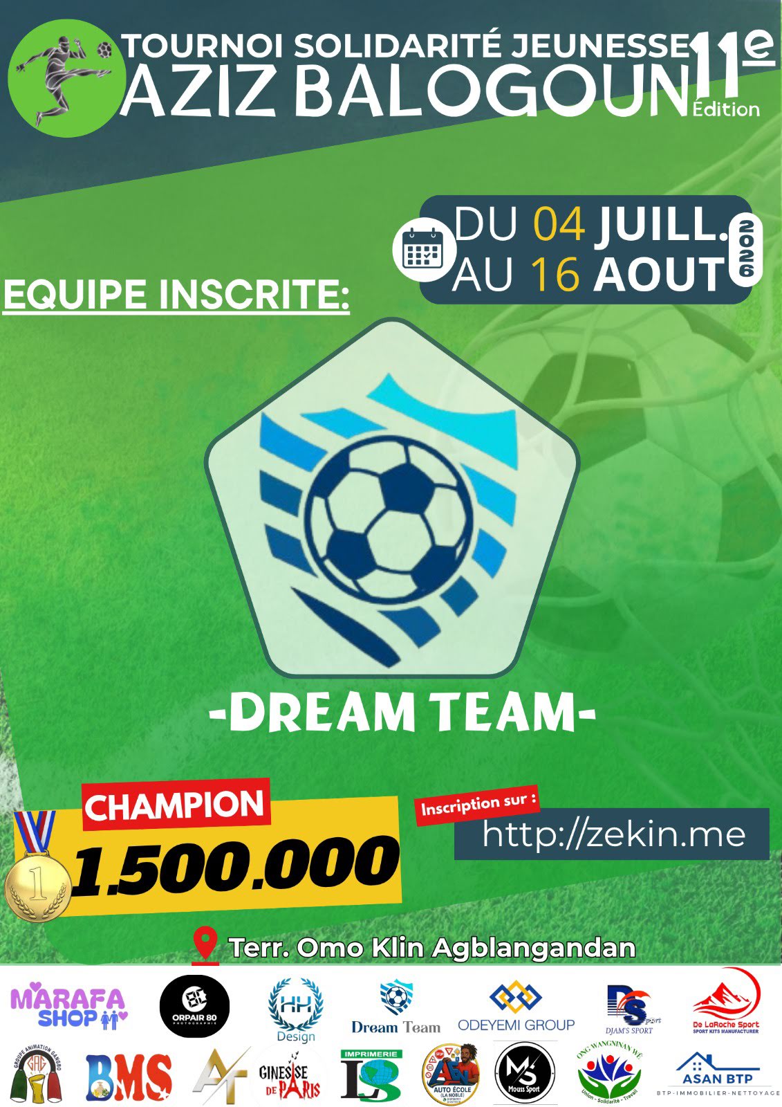 Affiche du Tournoi Solidarité Jeunesse Aziz Balogoun